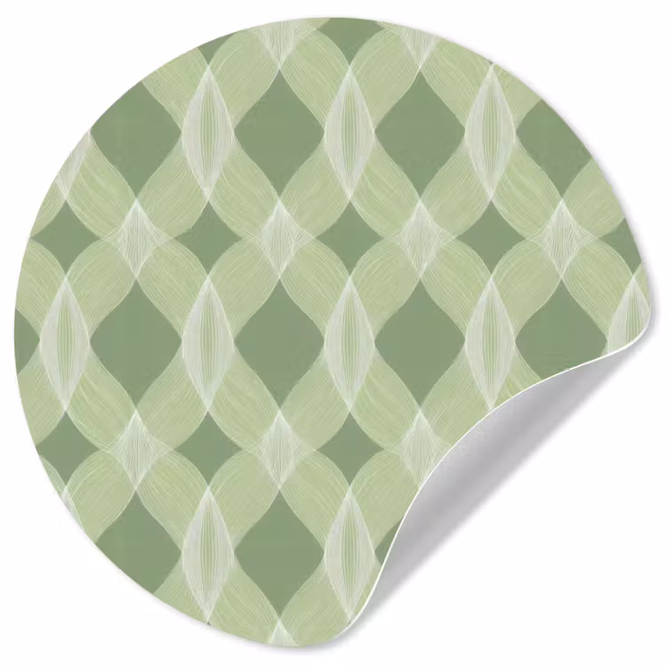 Runde Tapete - Salbeigrün – Geometrisch – Organisch – Gitterwerk – Muster — 1