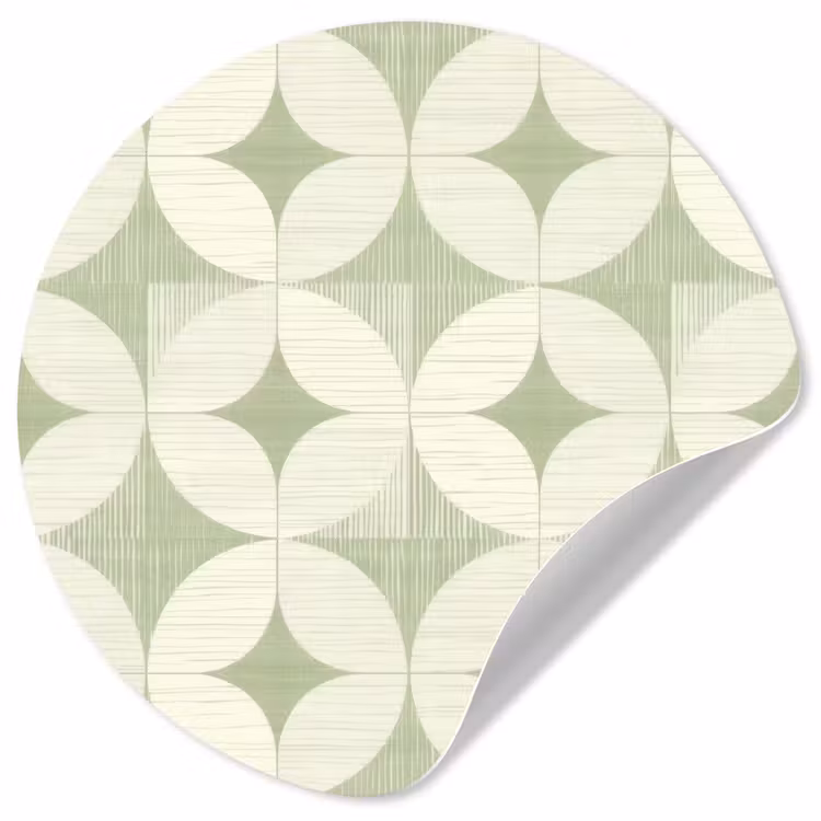 Runde Tapete - Salbeigrün – Geometrisch – Retro – Mid-Century – Muster — 1