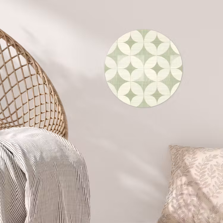 Runde Tapete - Salbeigrün – Geometrisch – Retro – Mid-Century – Muster — 5