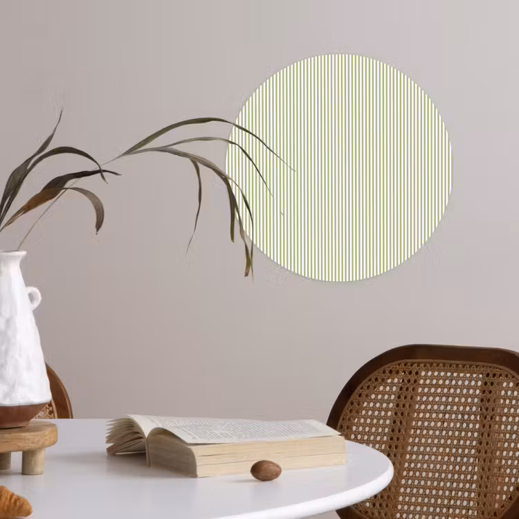 Runde Tapete - Salbeigrün – Streifen – Minimalistisch – Muster — 4