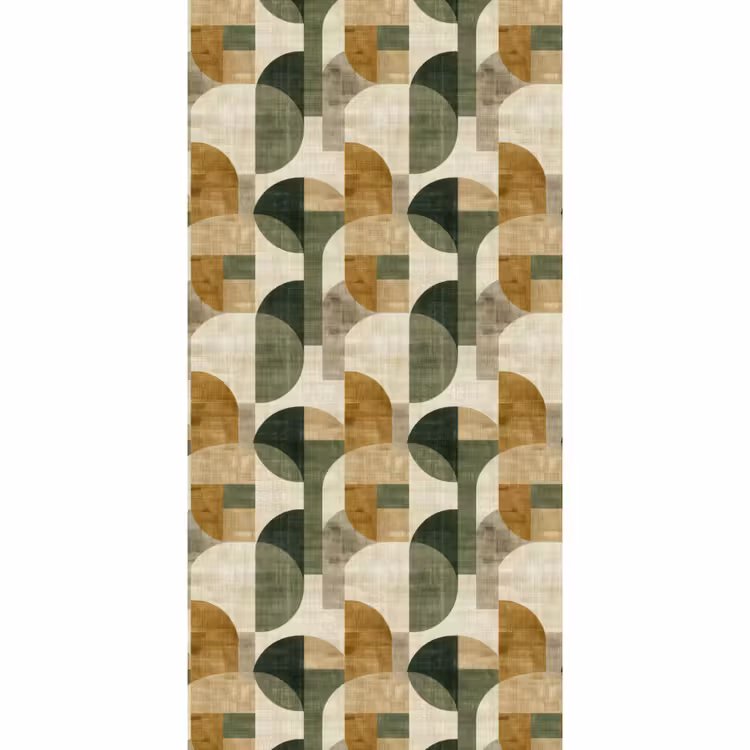 Tapete - Olivgrün – Geometrisch – Abstrakt – Mid-Century – Leinen – Muster — 2