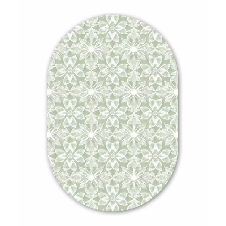 Alu-Dibond-Bild Oval - Salbeigrün – Symmetrisch – Mandala – Ornament – Muster — 1