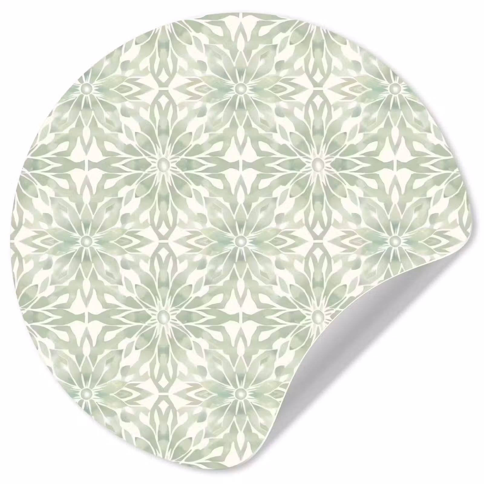 Runde Tapete - Salbeigrün – Symmetrisch – Mandala – Ornament – Muster — 1