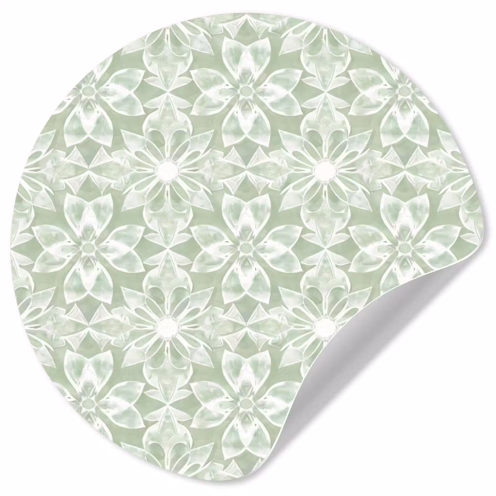 Runde Tapete - Salbeigrün – Symmetrisch – Mandala – Ornament – Muster — 1