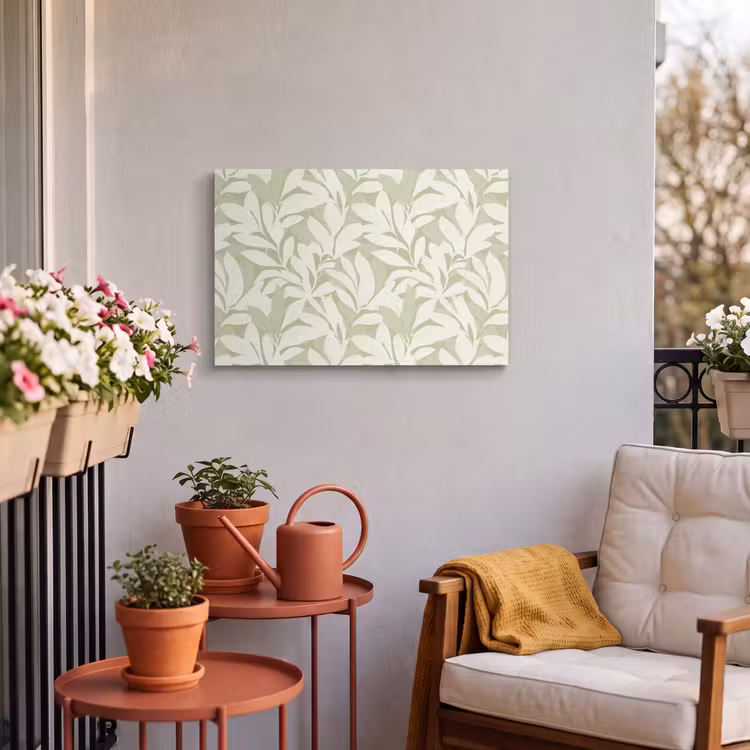 Outdoor Leinwand - Salbeigrün – Botanisch – Minimalistisch – Muster — 3