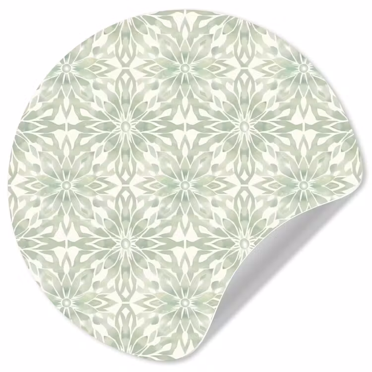 Runde Tapete - Salbeigrün – Symmetrisch – Mandala – Ornament – Muster — 1