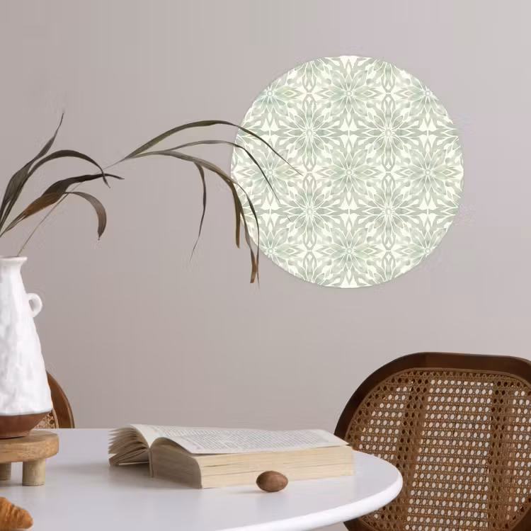 Runde Tapete - Salbeigrün – Symmetrisch – Mandala – Ornament – Muster — 4