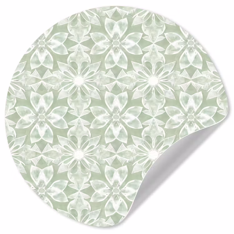 Runde Tapete - Salbeigrün – Symmetrisch – Mandala – Ornament – Muster — 1