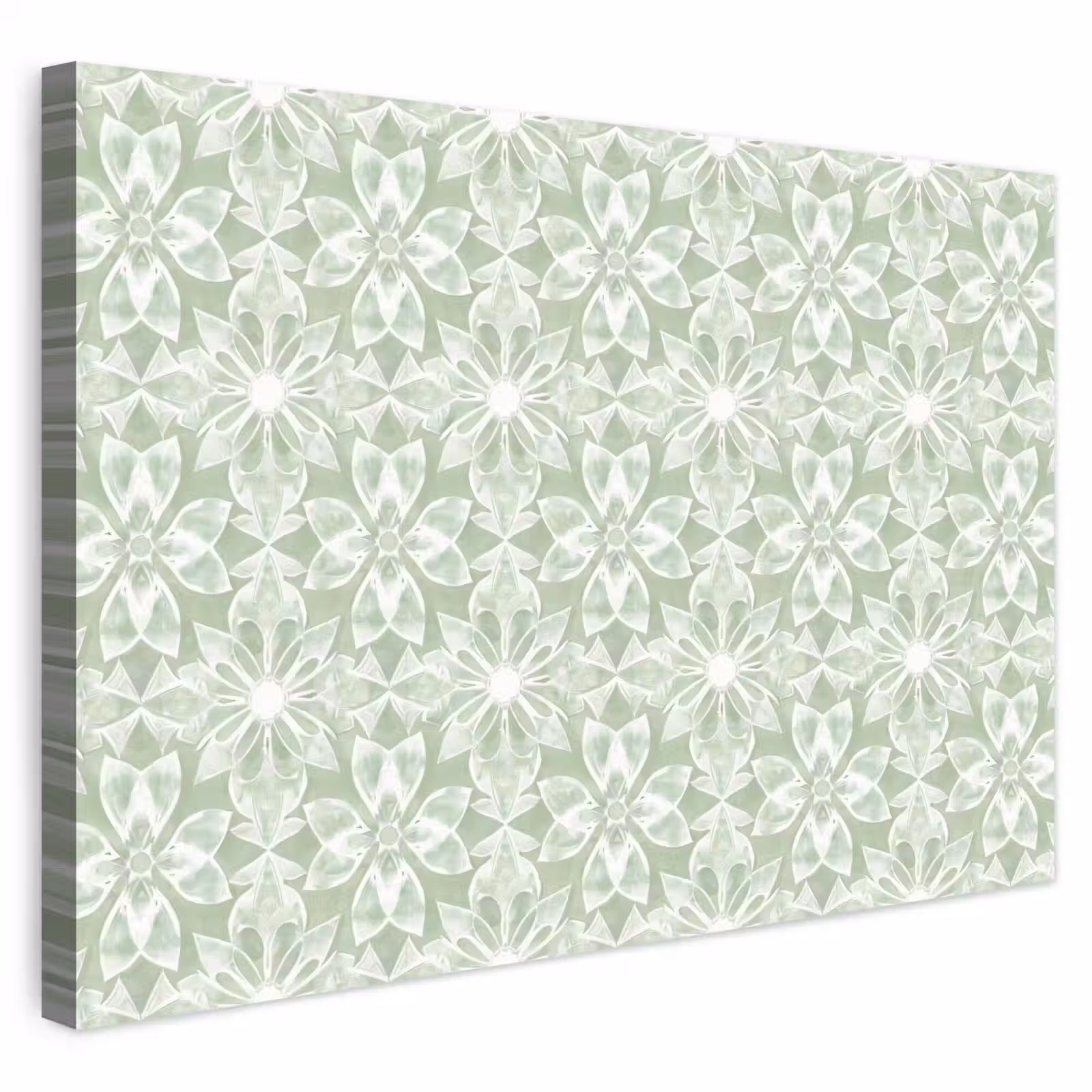 Outdoor Leinwand - Salbeigrün – Symmetrisch – Mandala – Ornament – Muster — 1