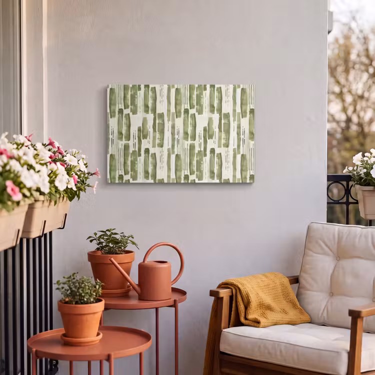 Outdoor Leinwand - Grün – Abstrakt – Pinselstriche – Leinen – Muster — 3