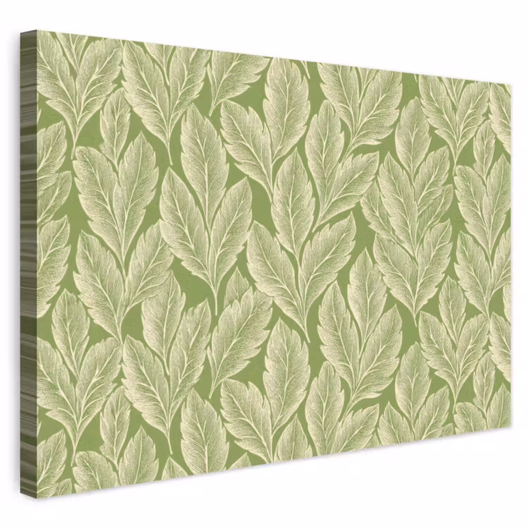 Outdoor Leinwand - Grün – Botanisch – Blätter – Vintage – Muster — 1