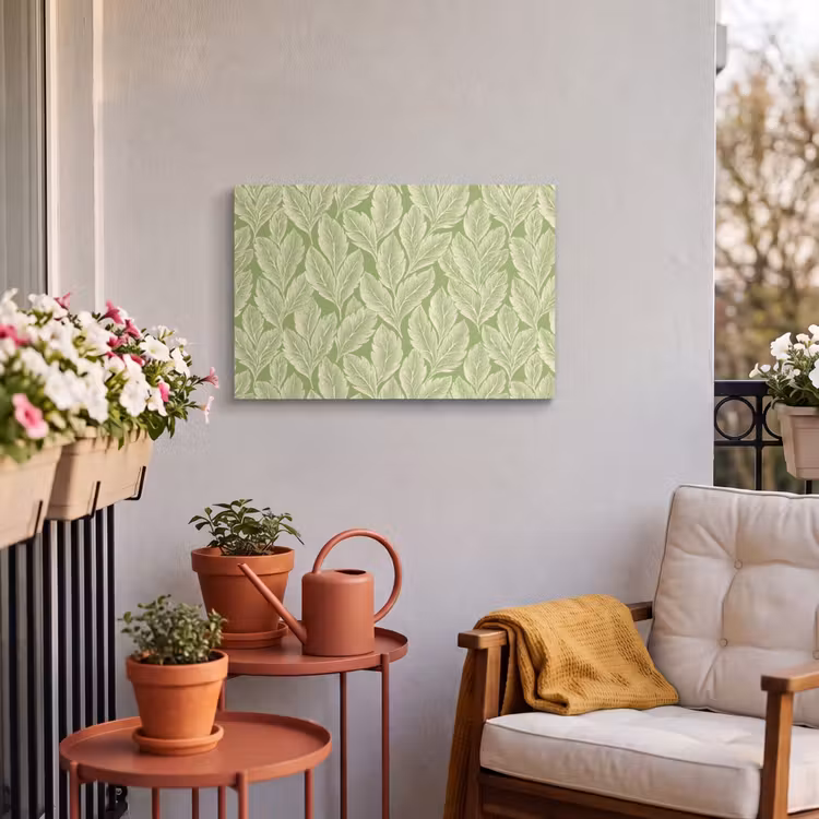 Outdoor Leinwand - Grün – Botanisch – Blätter – Vintage – Muster — 3