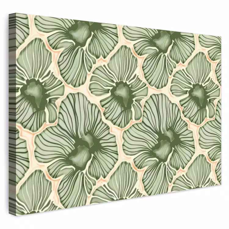 Outdoor Leinwand - Grün – Botanisch – Blumen – Organisch – Muster — 1