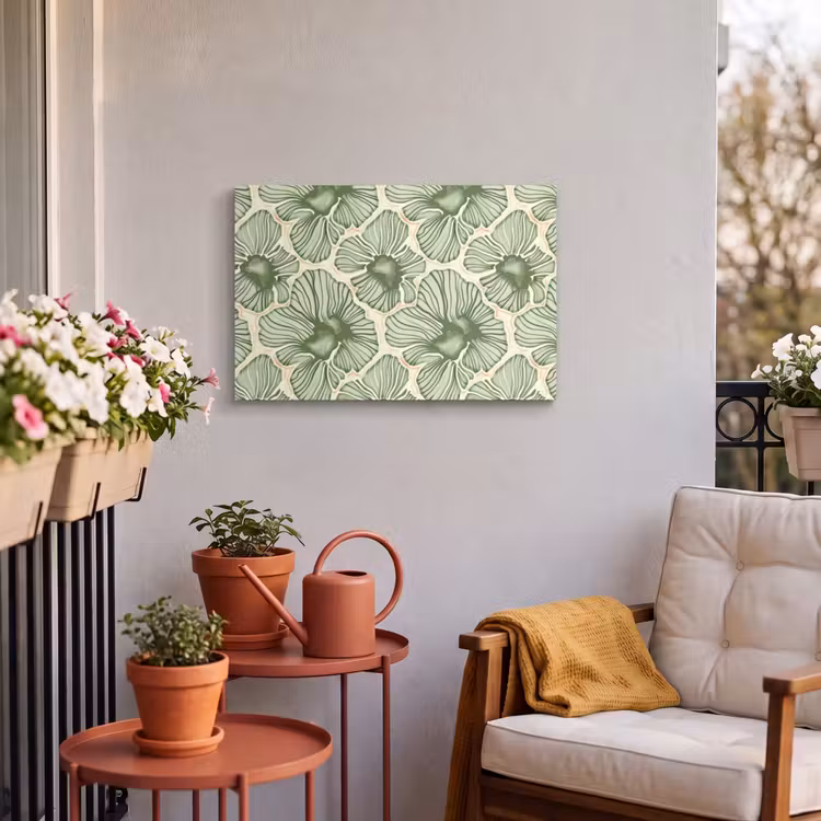 Outdoor Leinwand - Grün – Botanisch – Blumen – Organisch – Muster — 3