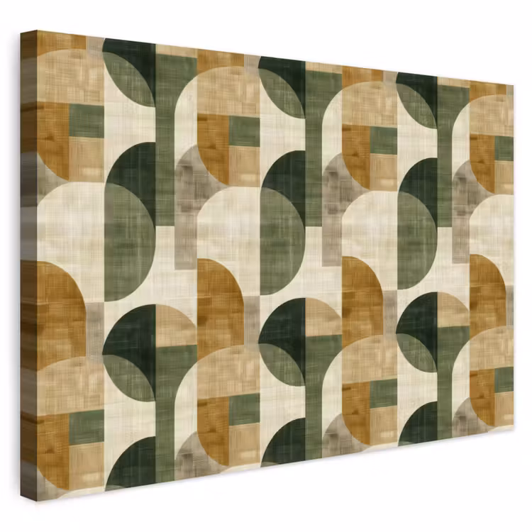 Outdoor Leinwand - Olivgrün – Geometrisch – Abstrakt – Mid-Century – Leinen – Muster — 1