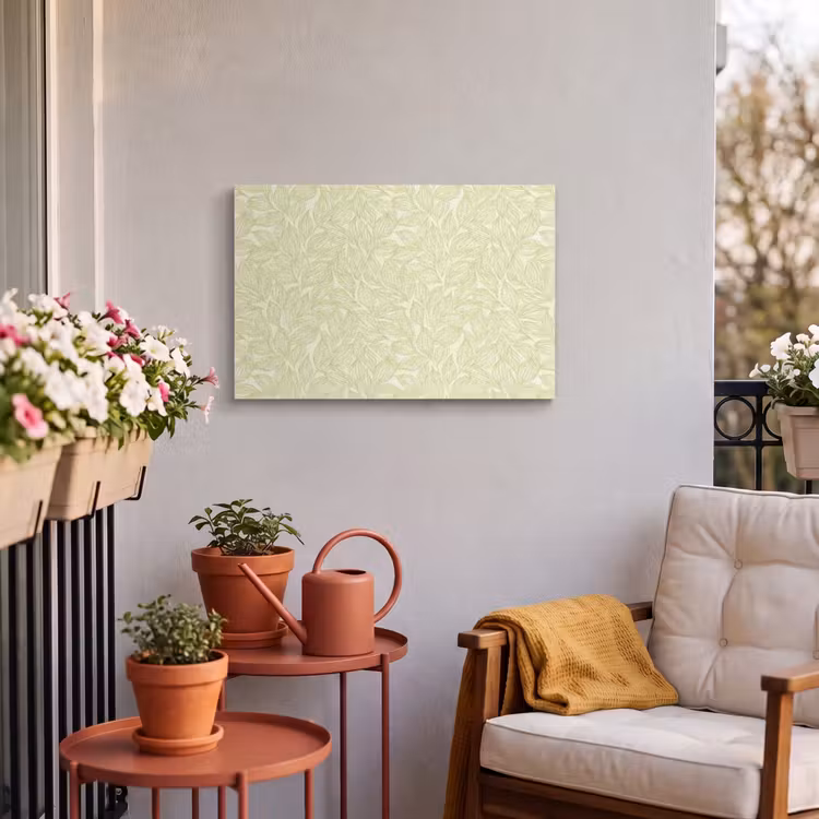 Outdoor Leinwand - Salbeigrün – Botanisch – Blätter – Handgezeichnet – Muster — 3