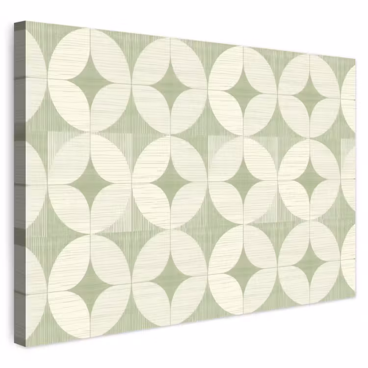 Outdoor Leinwand - Salbeigrün – Geometrisch – Retro – Mid-Century – Muster — 1