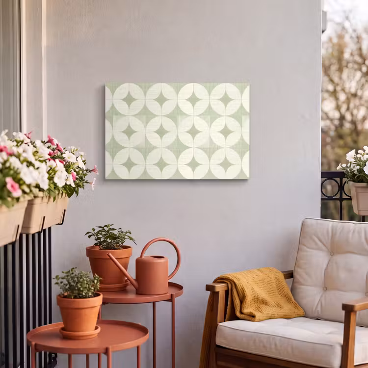 Outdoor Leinwand - Salbeigrün – Geometrisch – Retro – Mid-Century – Muster — 3