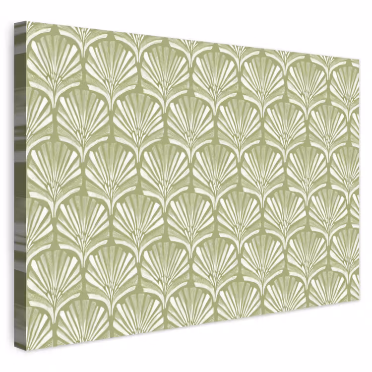 Outdoor Leinwand - Salbeigrün – Ginkgo Biloba – Fächer – Muster — 1