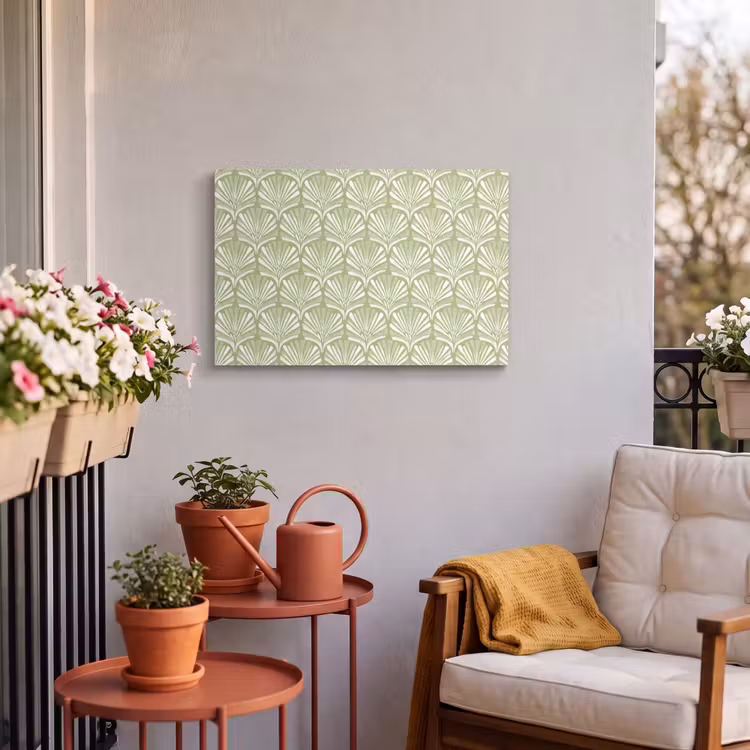 Outdoor Leinwand - Salbeigrün – Ginkgo Biloba – Fächer – Muster — 3