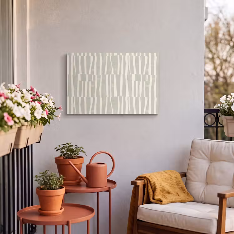 Outdoor Leinwand - Salbeigrün – Streifen – Geometrisch – Textur – Muster — 3