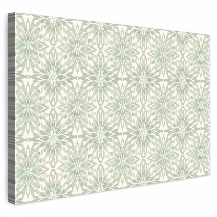 Outdoor Leinwand - Salbeigrün – Symmetrisch – Mandala – Ornament – Muster — 1