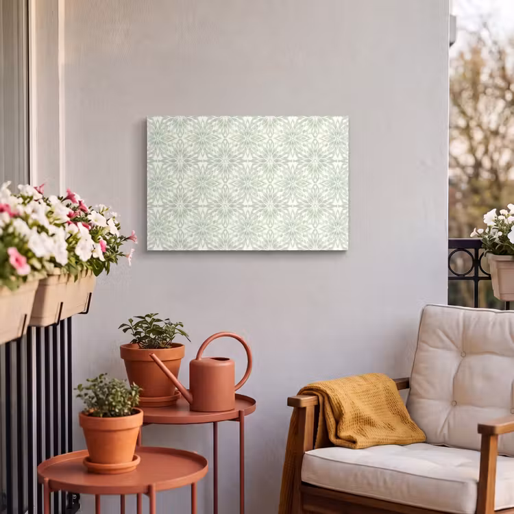 Outdoor Leinwand - Salbeigrün – Symmetrisch – Mandala – Ornament – Muster — 3