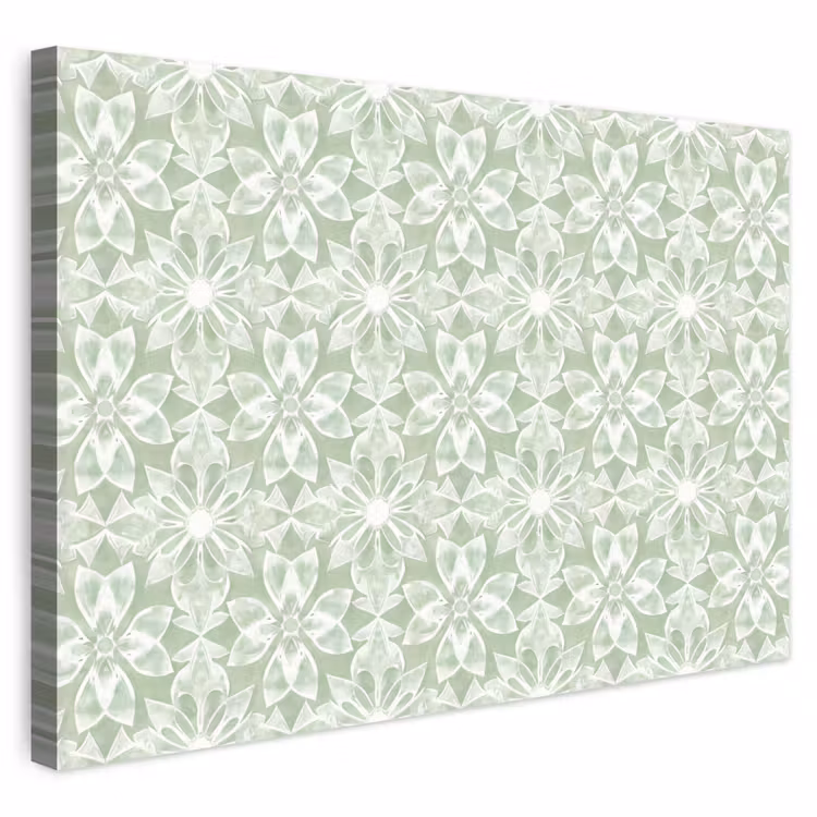 Outdoor Leinwand - Salbeigrün – Symmetrisch – Mandala – Ornament – Muster — 1