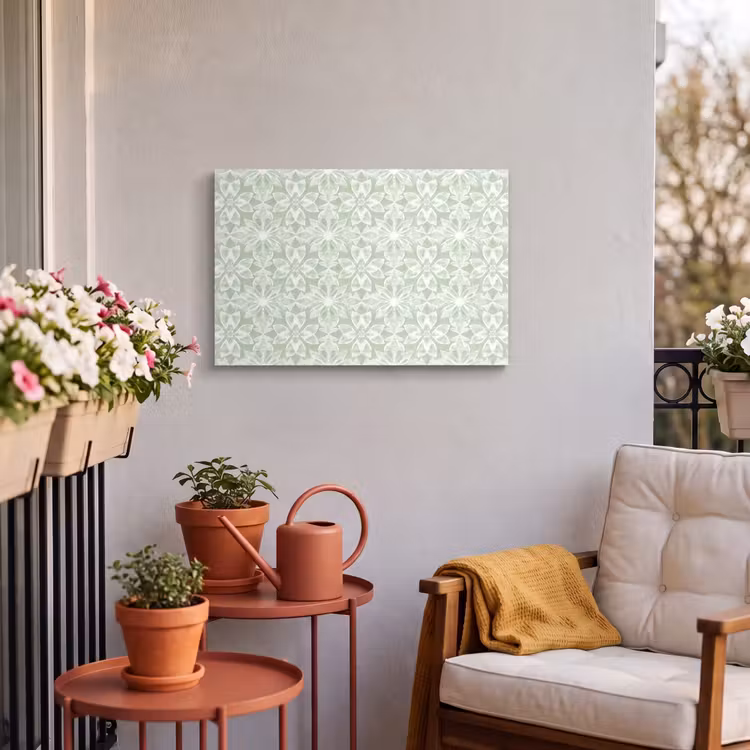 Outdoor Leinwand - Salbeigrün – Symmetrisch – Mandala – Ornament – Muster — 3