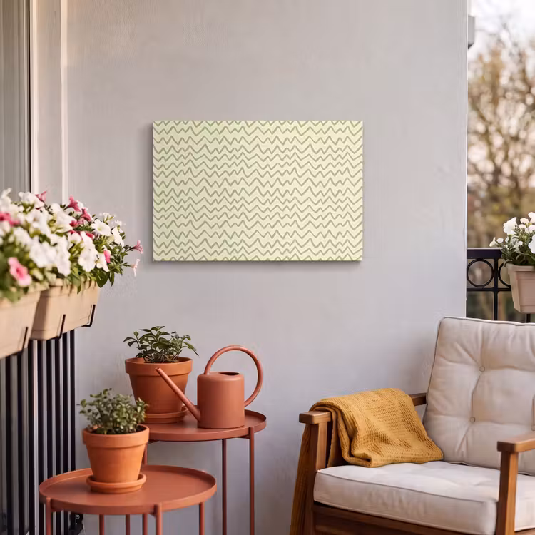 Outdoor Leinwand - Salbeigrün – Zickzack – Handgezeichnet – Muster — 3