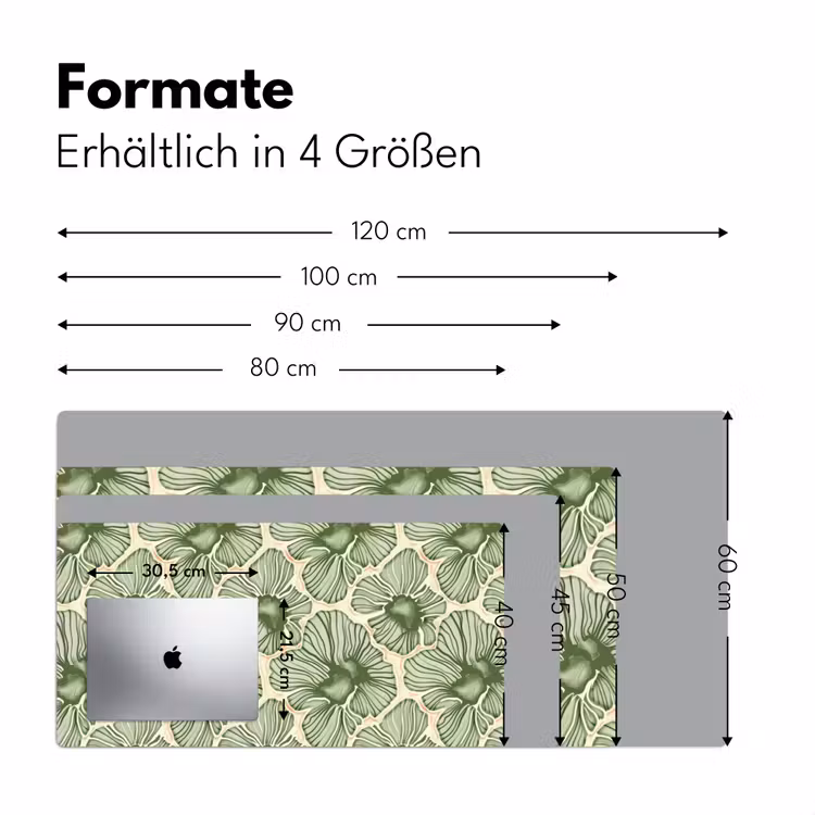Schreibtischunterlage - Grün – Botanisch – Blumen – Organisch – Muster — 5