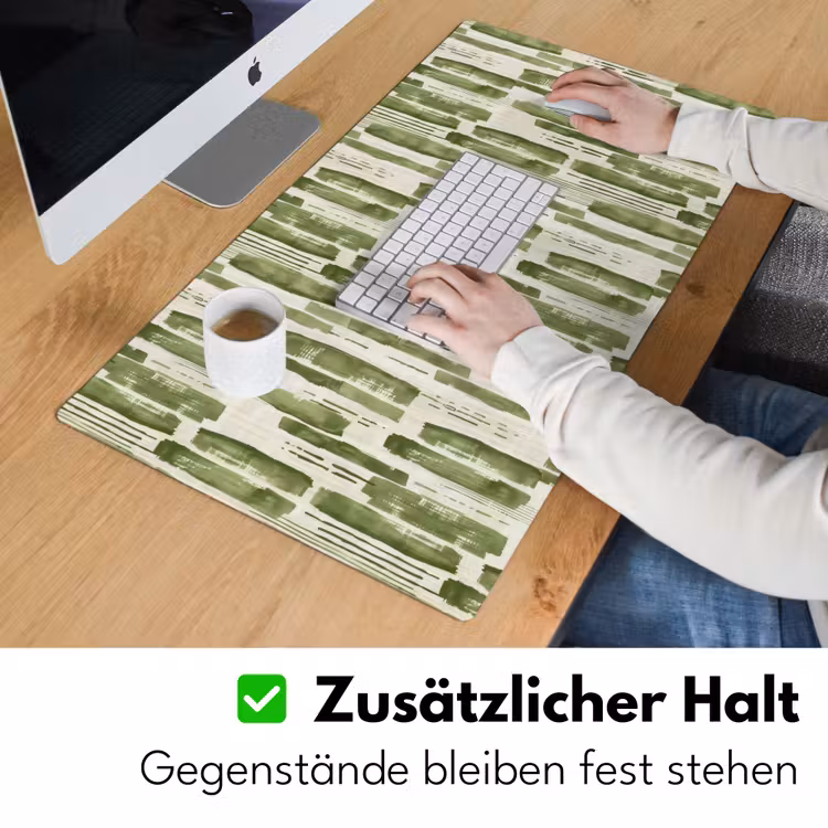 Schreibtischunterlage - Grün – Abstrakt – Pinselstriche – Leinen – Muster — 3