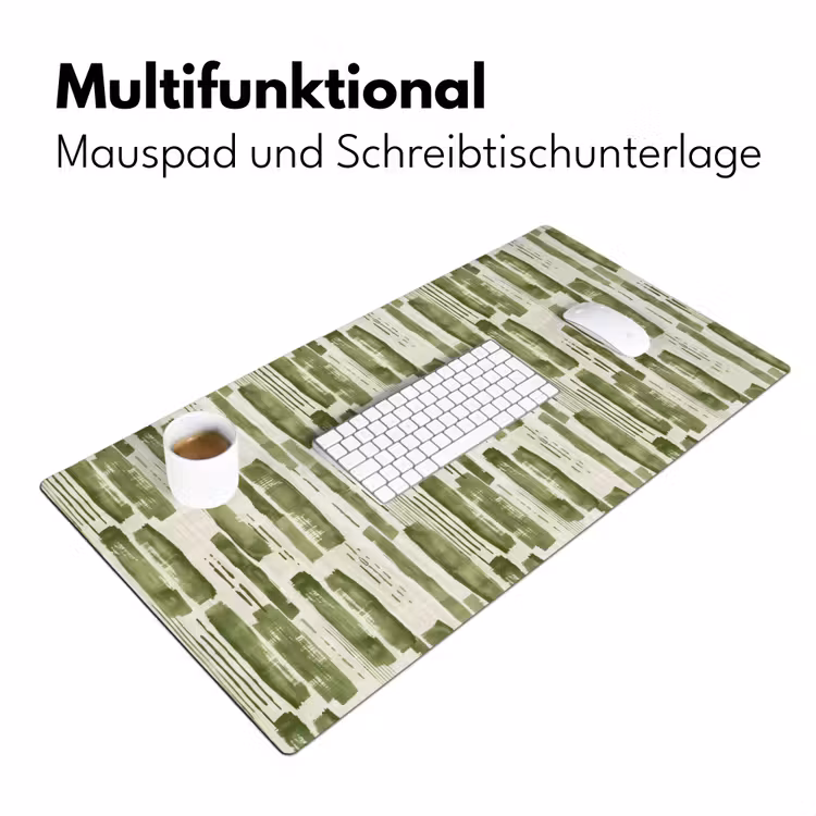Schreibtischunterlage - Grün – Abstrakt – Pinselstriche – Leinen – Muster — 4