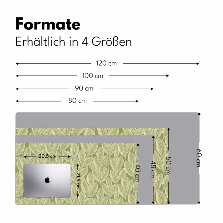 Schreibtischunterlage - Grün – Botanisch – Blätter – Vintage – Muster — 5
