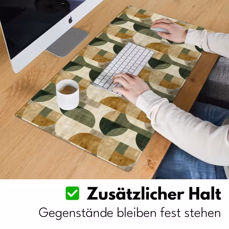 Schreibtischunterlage - Olivgrün – Geometrisch – Abstrakt – Mid-Century – Leinen – Muster — 3