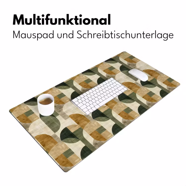 Schreibtischunterlage - Olivgrün – Geometrisch – Abstrakt – Mid-Century – Leinen – Muster — 4