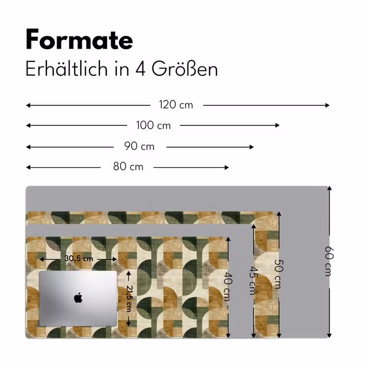 Schreibtischunterlage - Olivgrün – Geometrisch – Abstrakt – Mid-Century – Leinen – Muster — 5
