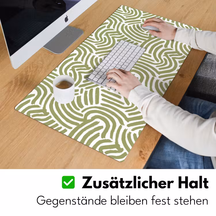 Schreibtischunterlage - Salbeigrün – Abstrakt – Bögen – Handgezeichnet – Muster — 3