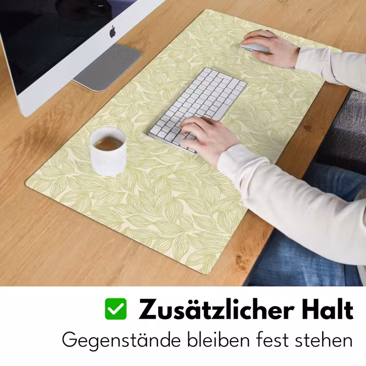 Schreibtischunterlage - Salbeigrün – Botanisch – Blätter – Handgezeichnet – Muster — 3