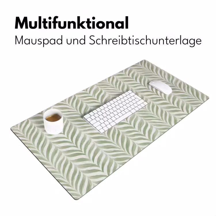 Schreibtischunterlage - Salbeigrün – Fischgrätmuster – Organisch – Pinselstriche – Muster — 4