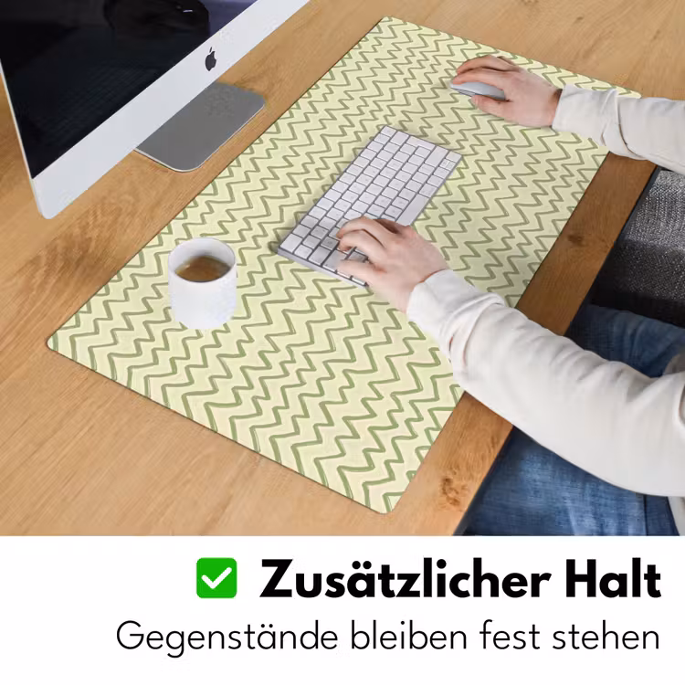 Schreibtischunterlage - Salbeigrün – Zickzack – Handgezeichnet – Muster — 3