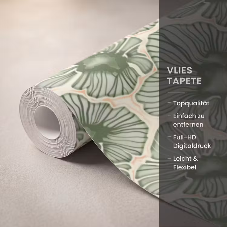 Tapete - Grün – Botanisch – Blumen – Organisch – Muster — 3