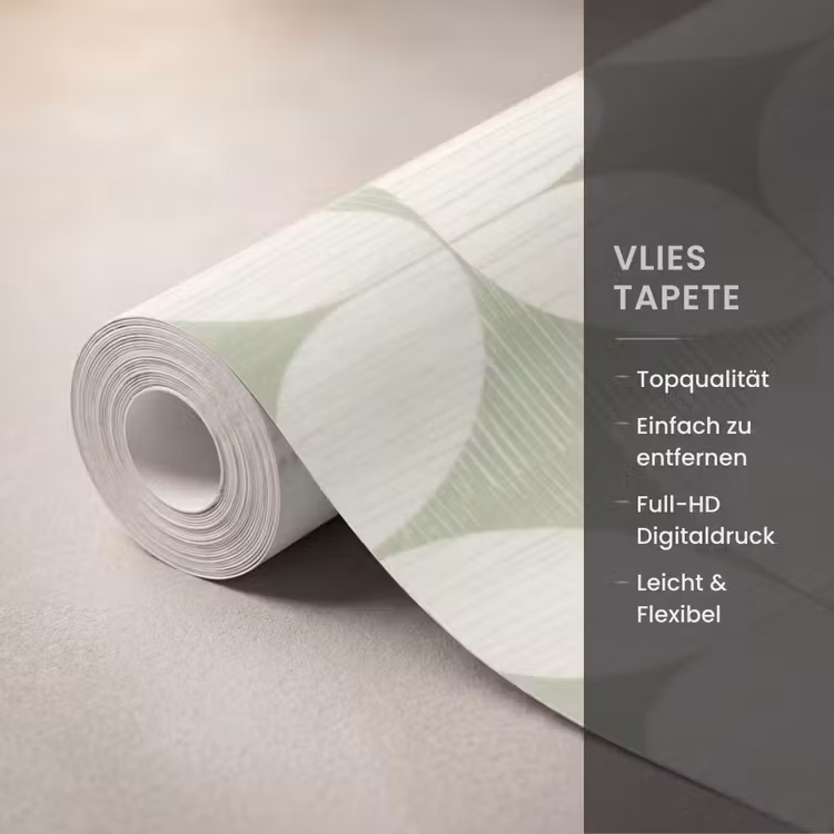 Tapete - Salbeigrün – Geometrisch – Retro – Mid-Century – Muster — 3