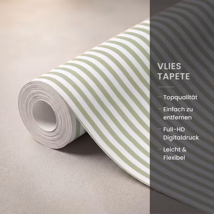 Tapete - Salbeigrün – Streifen – Minimalistisch – Muster — 3