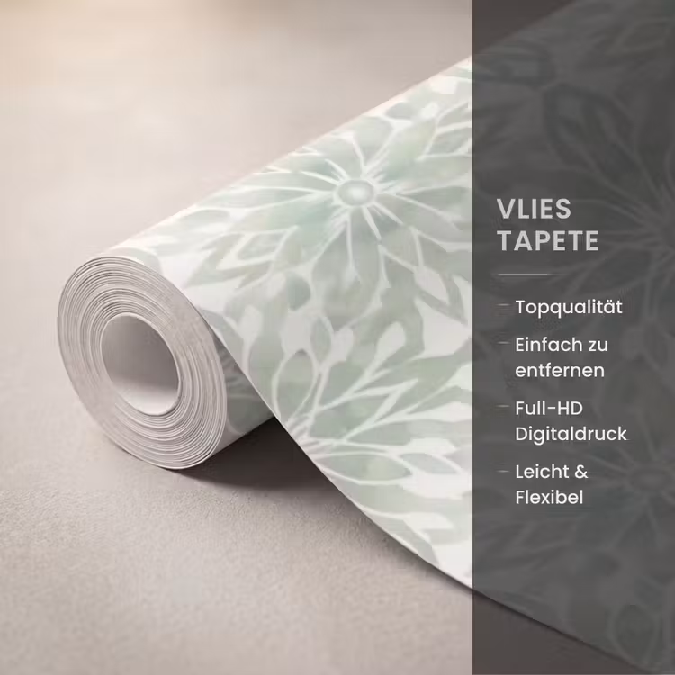 Tapete - Salbeigrün – Symmetrisch – Mandala – Ornament – Muster — 3