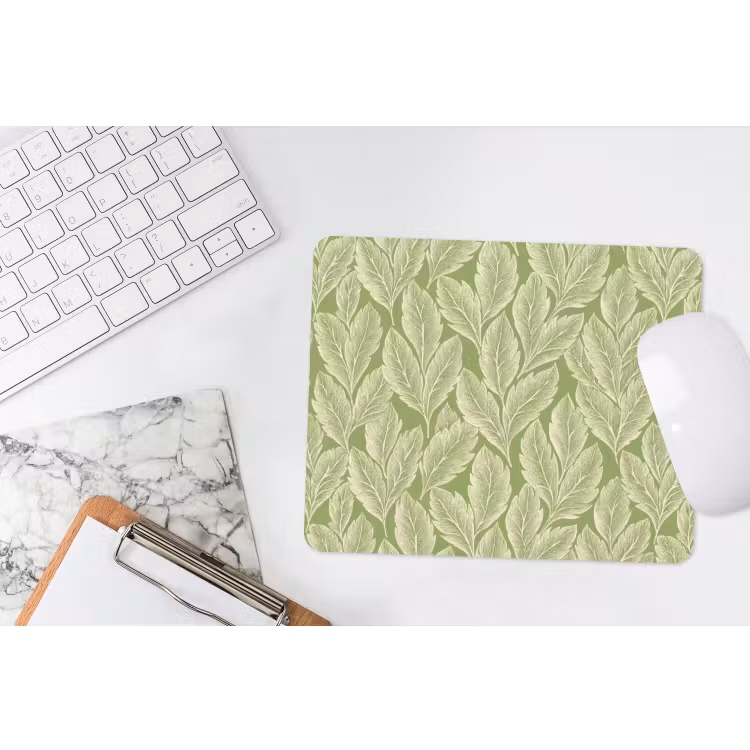 Mauspad - Grün – Botanisch – Blätter – Vintage – Muster — 2