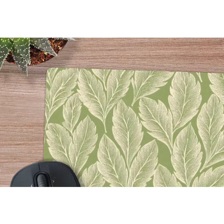 Mauspad - Grün – Botanisch – Blätter – Vintage – Muster — 4