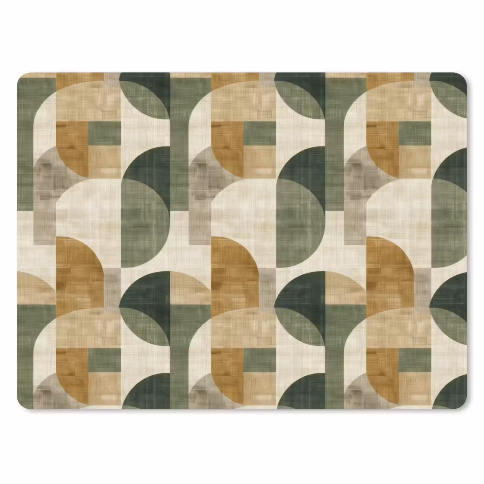 Mauspad - Olivgrün – Geometrisch – Abstrakt – Mid-Century – Leinen – Muster — 1