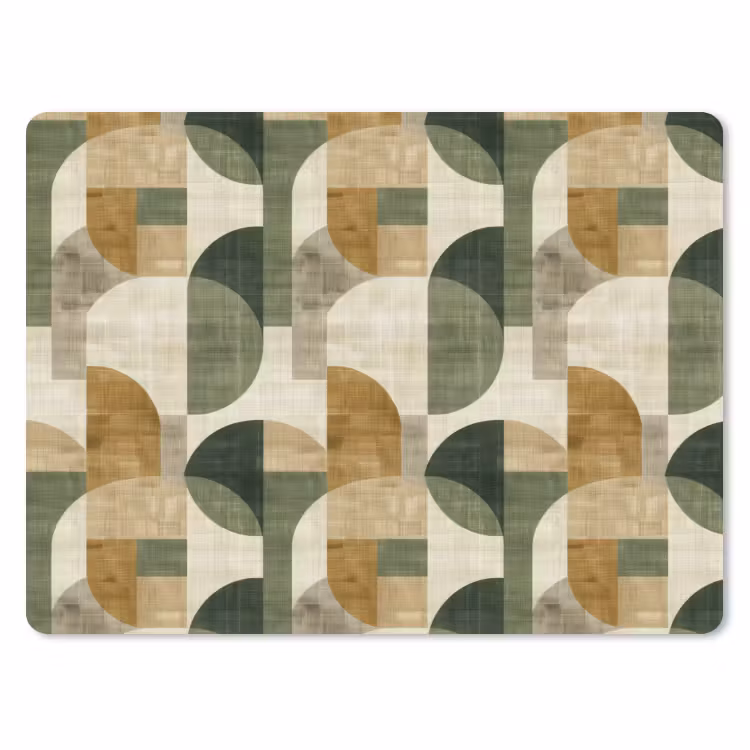 Mauspad - Olivgrün – Geometrisch – Abstrakt – Mid-Century – Leinen – Muster — 1