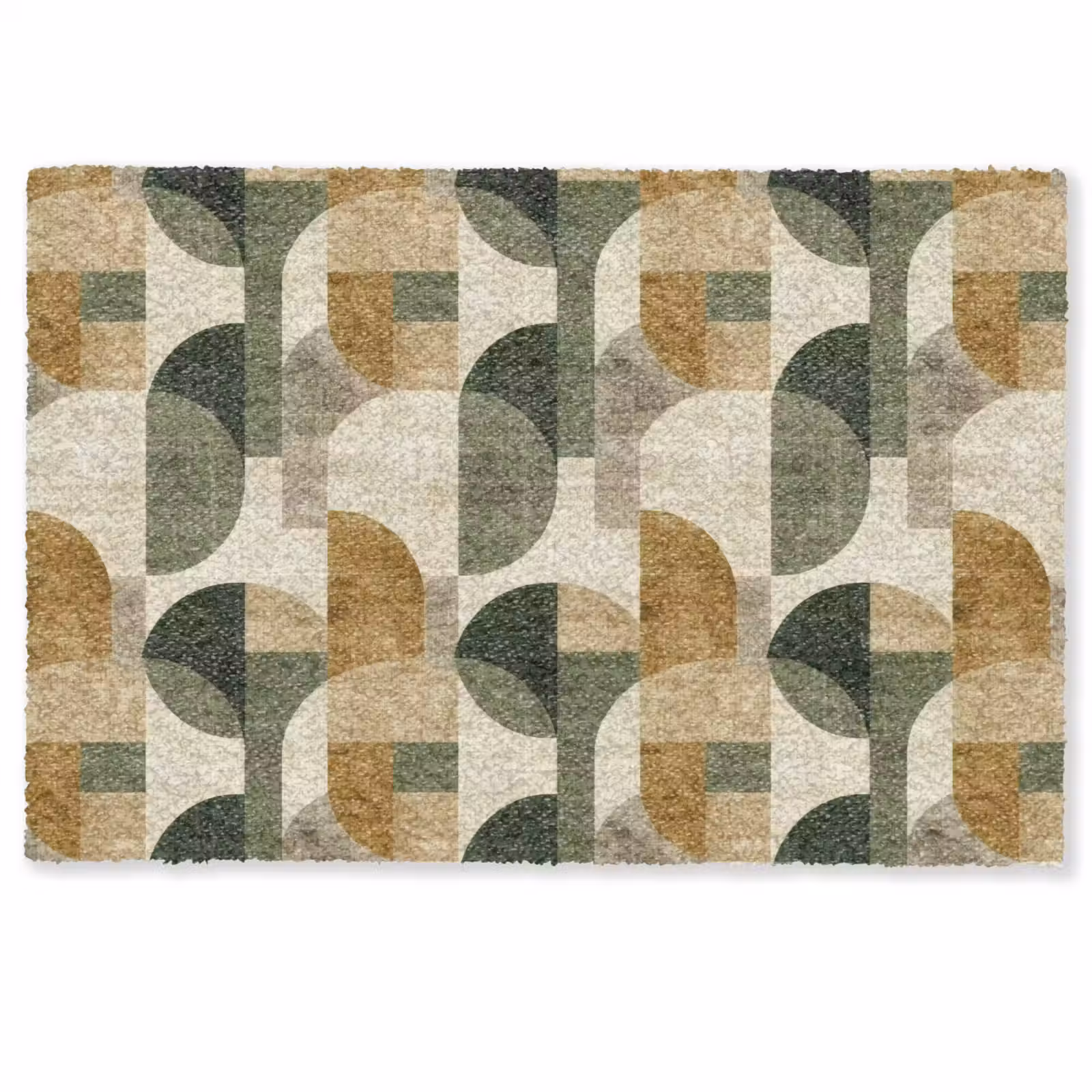 Fußmatte - Olivgrün – Geometrisch – Abstrakt – Mid-Century – Leinen – Muster — 1